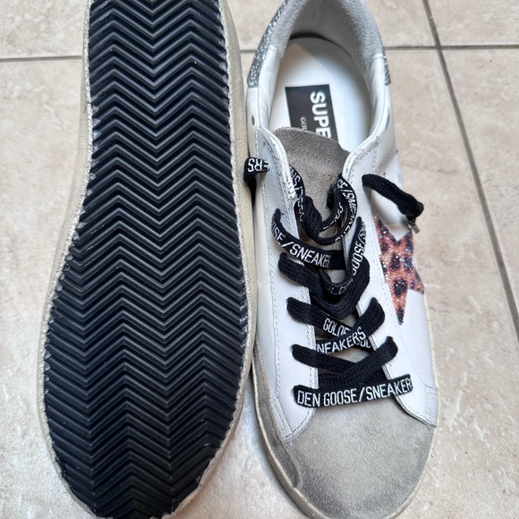 Golden Goose - Women's Super-Star LTD w/Leopard Print and Swarovski Crystal Star - Picture 8 of 10